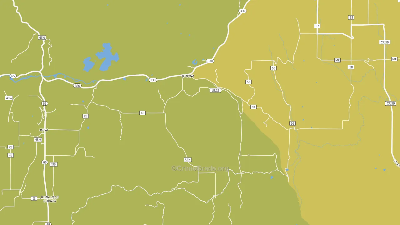 Molina, CO Map of Robbery Rates