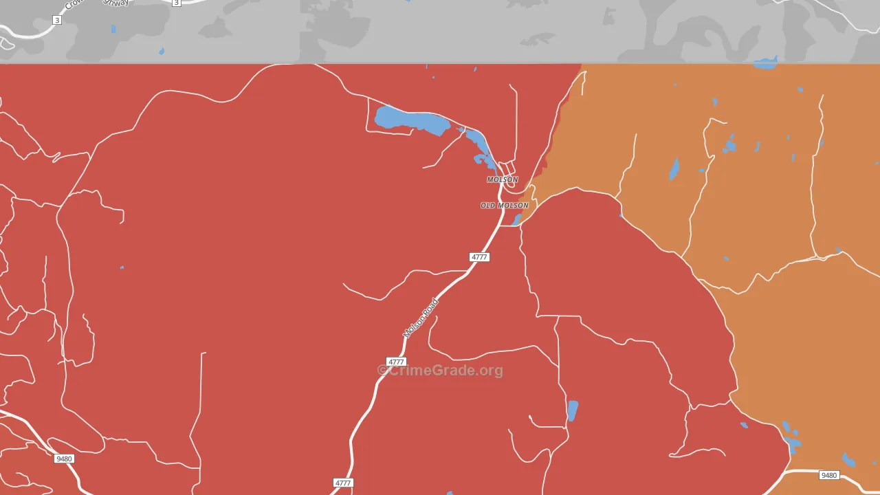 Molson, WA Map of Robbery Rates
