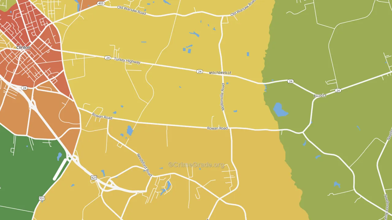 Moltonville, NC Map of Robbery Rates