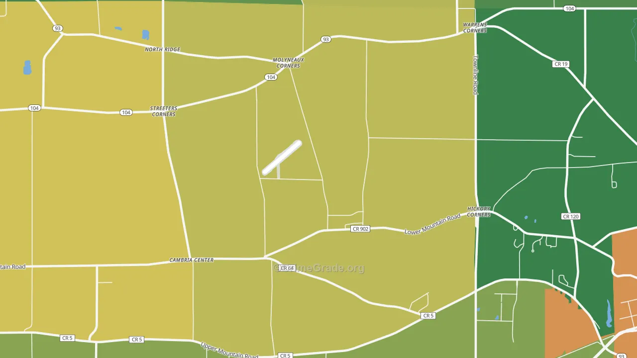Molyneaux Corners, NY Map of Robbery Rates
