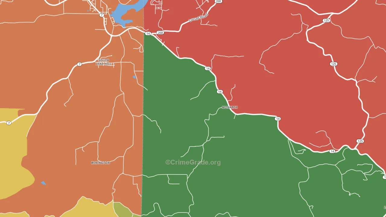 Monarch, AR Map of Robbery Rates