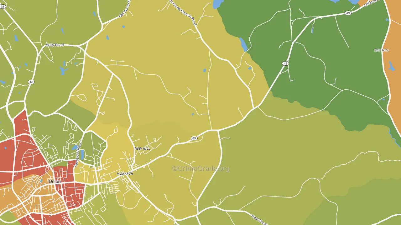 Monarch, SC Map of Robbery Rates