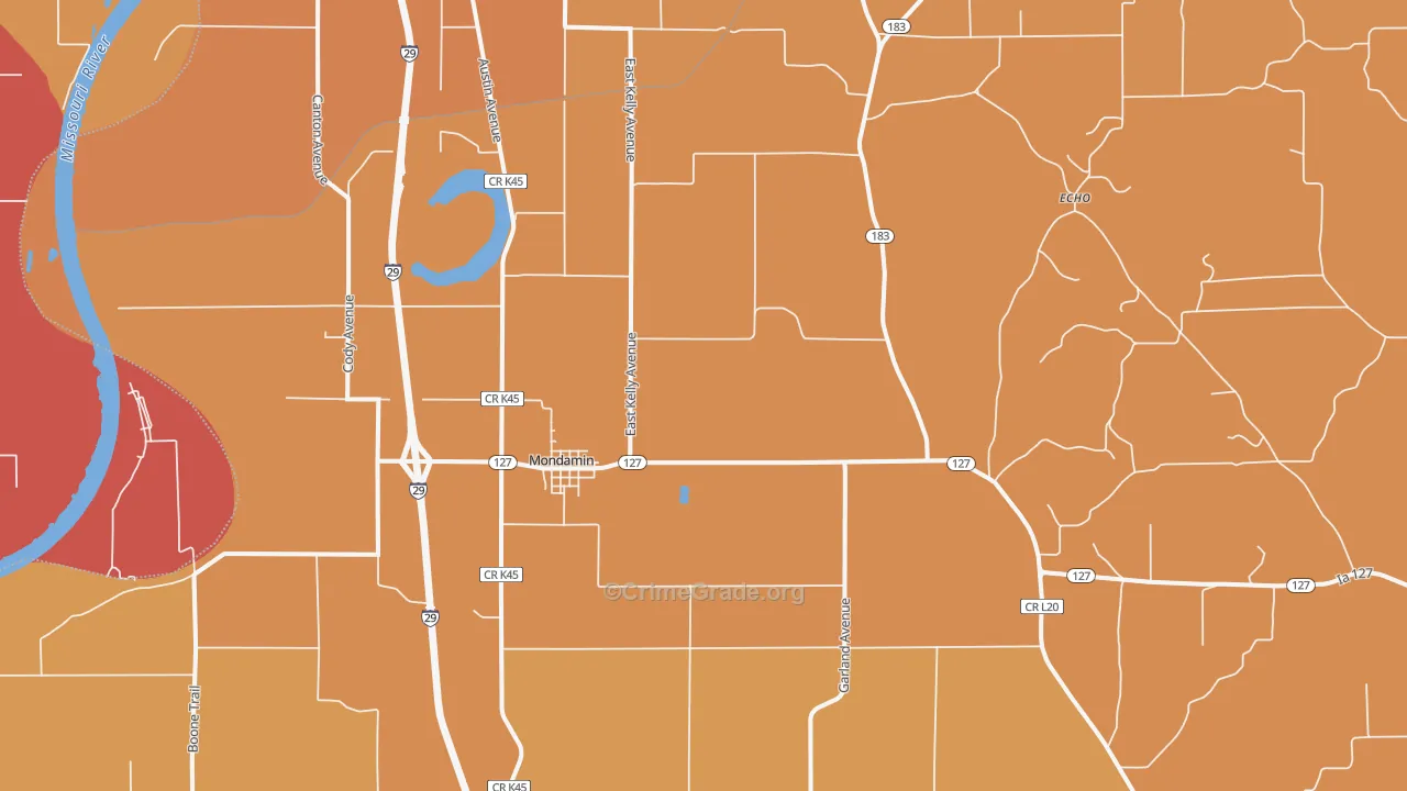 Mondamin, IA Map of Robbery Rates