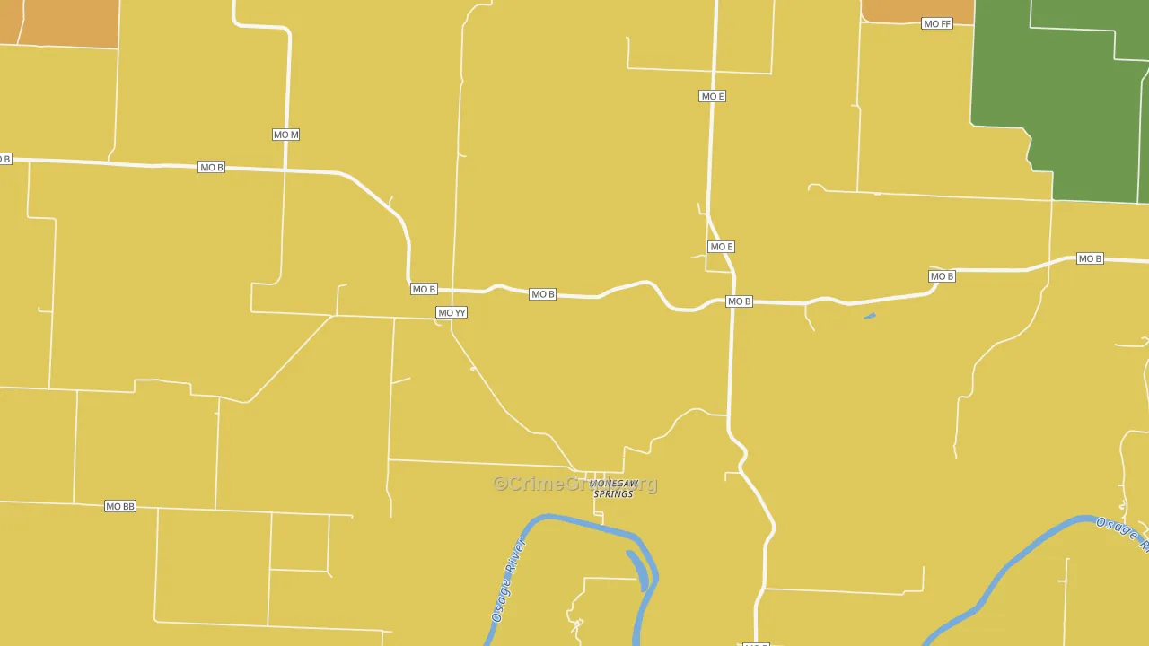 Monegaw Springs, MO Map of Robbery Rates