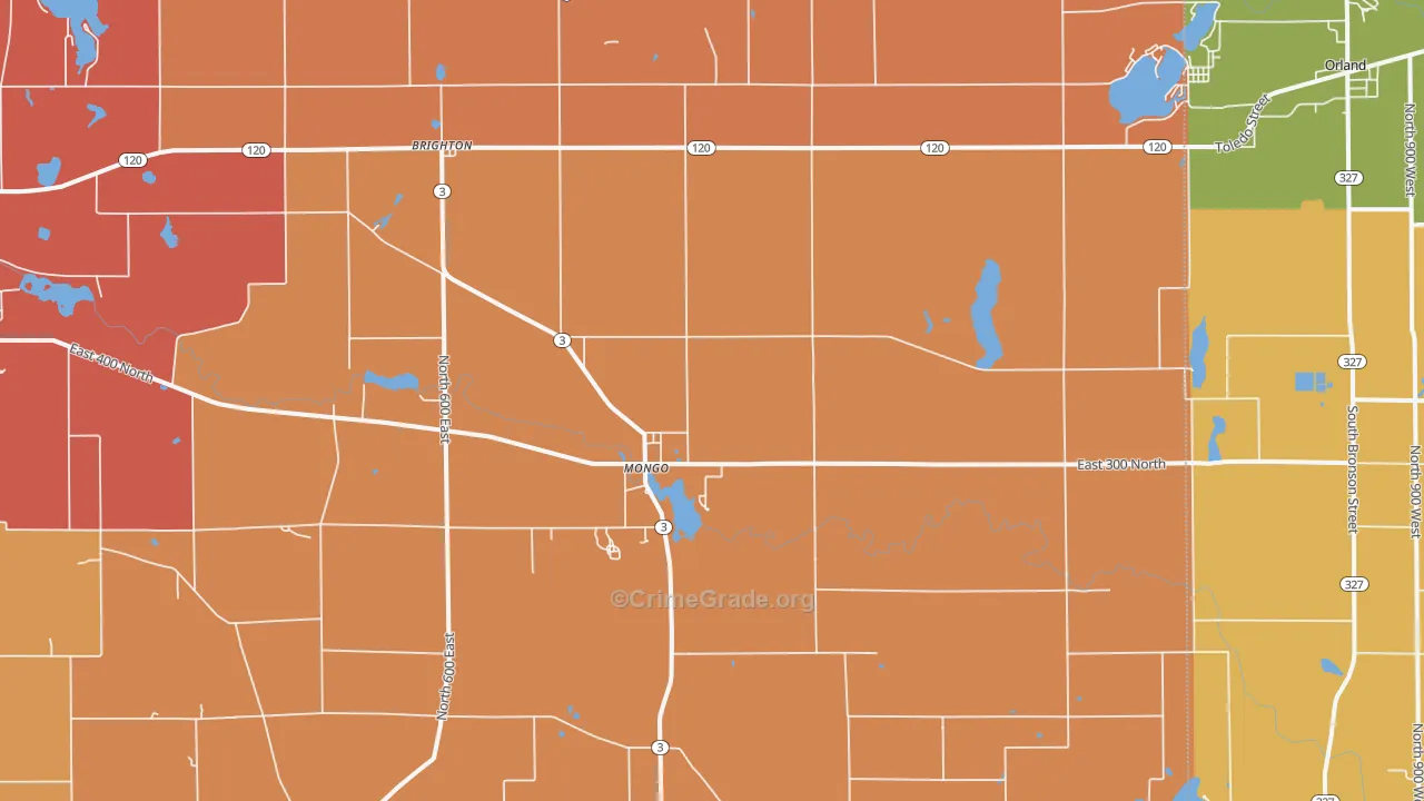 Mongo, IN Map of Robbery Rates