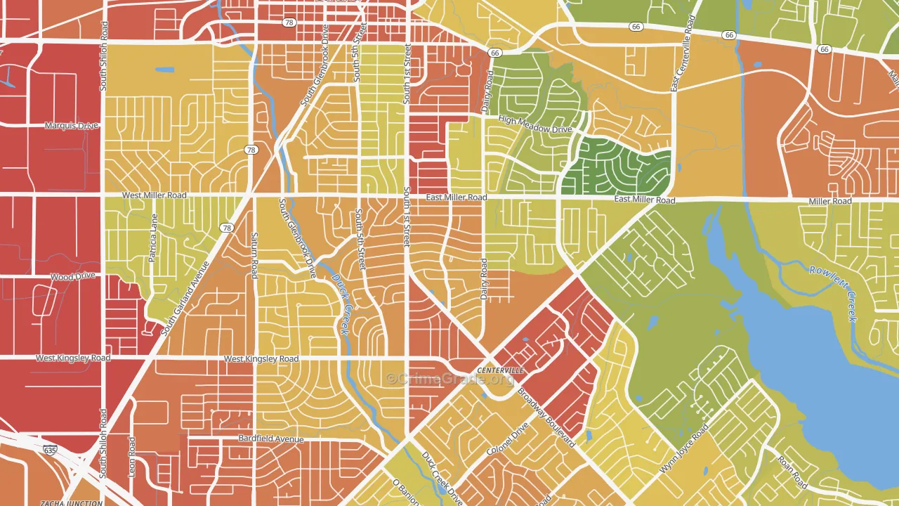 Monica Park, Garland, TX Map of Robbery Rates