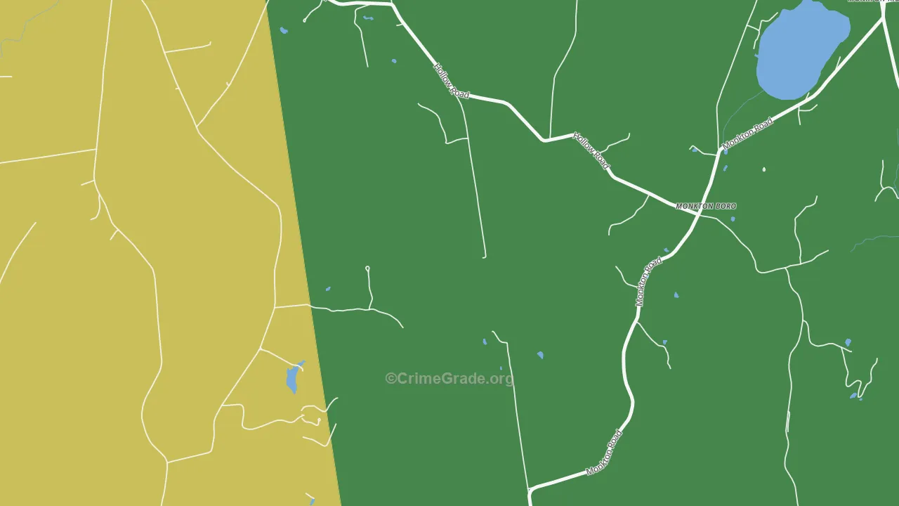 Monkton Boro, VT Map of Robbery Rates