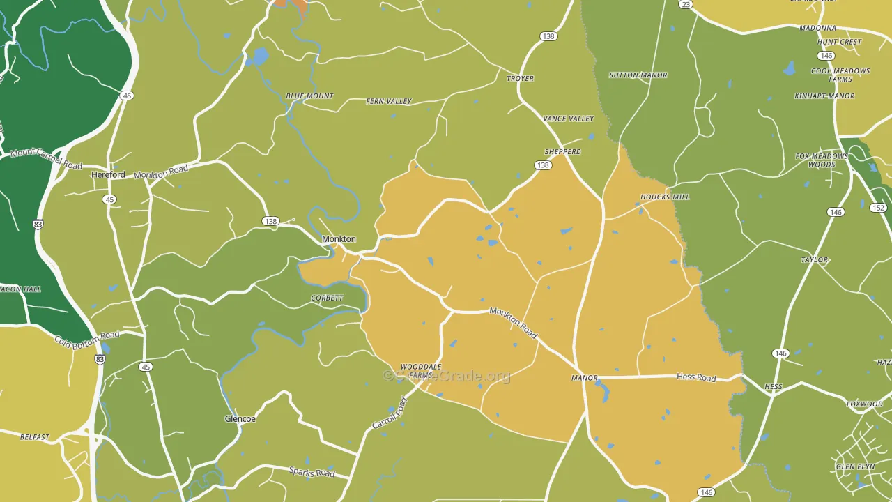 Monkton, MD Map of Robbery Rates