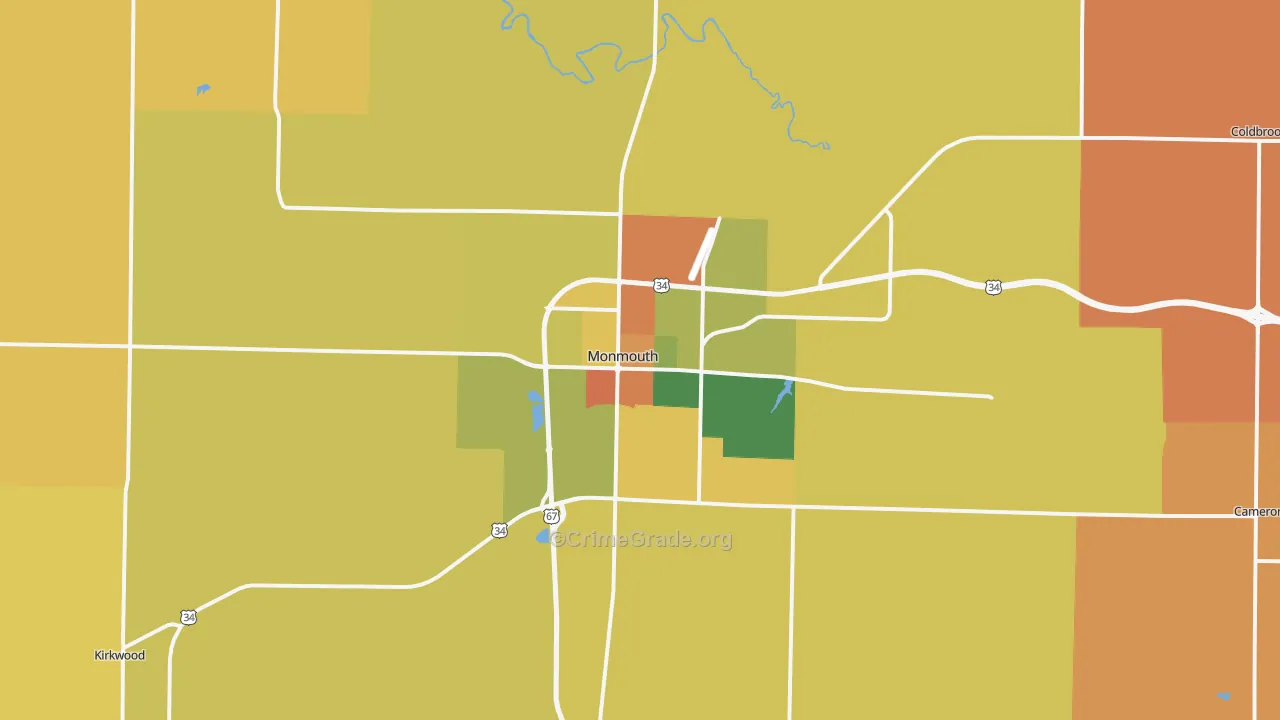 Monmouth, IL Map of Robbery Rates