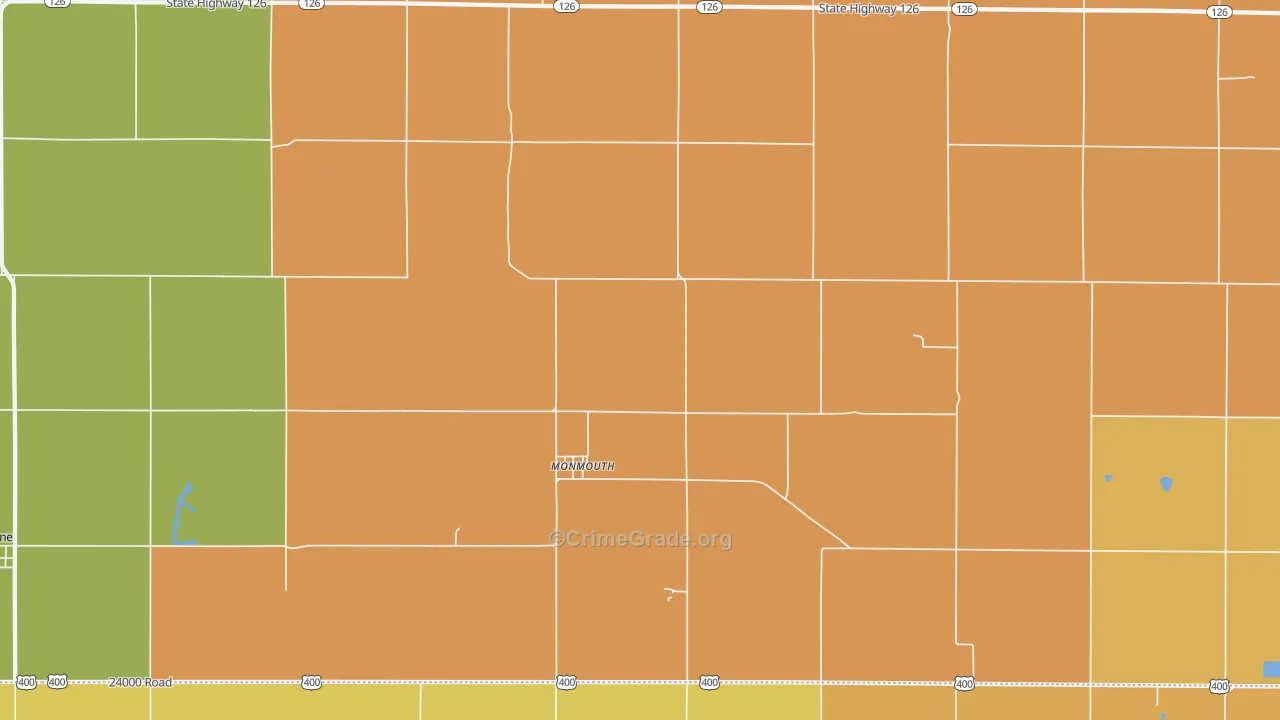 Monmouth, KS Map of Robbery Rates
