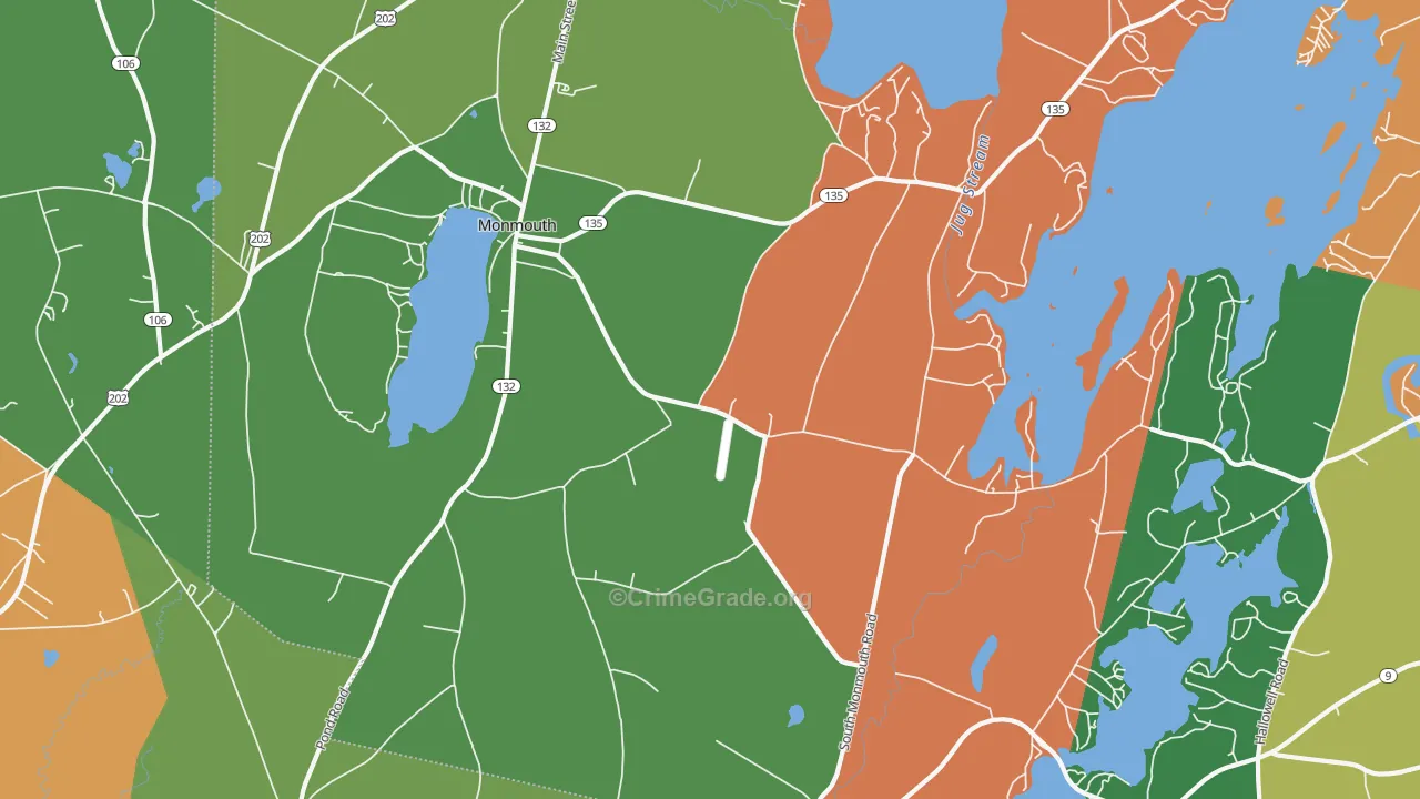 Monmouth, ME Map of Robbery Rates