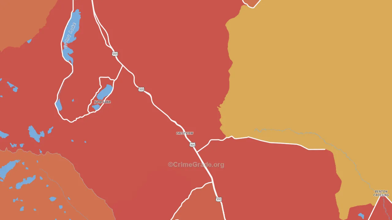Mono County, CA Map of Robbery Rates