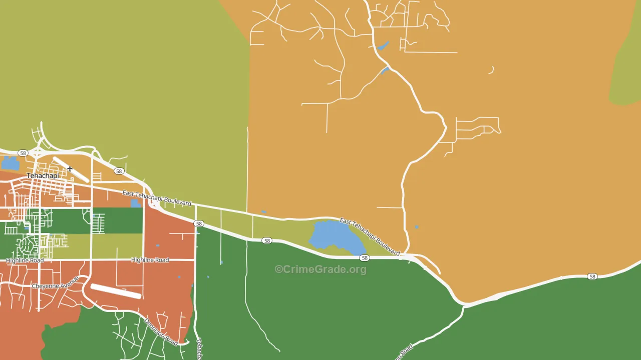 Monolith, CA Map of Robbery Rates