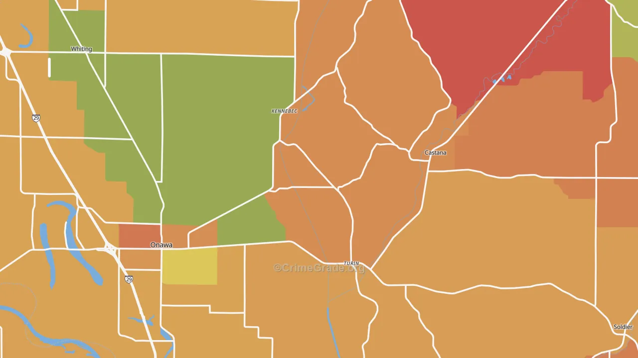 Monona County, IA Map of Robbery Rates