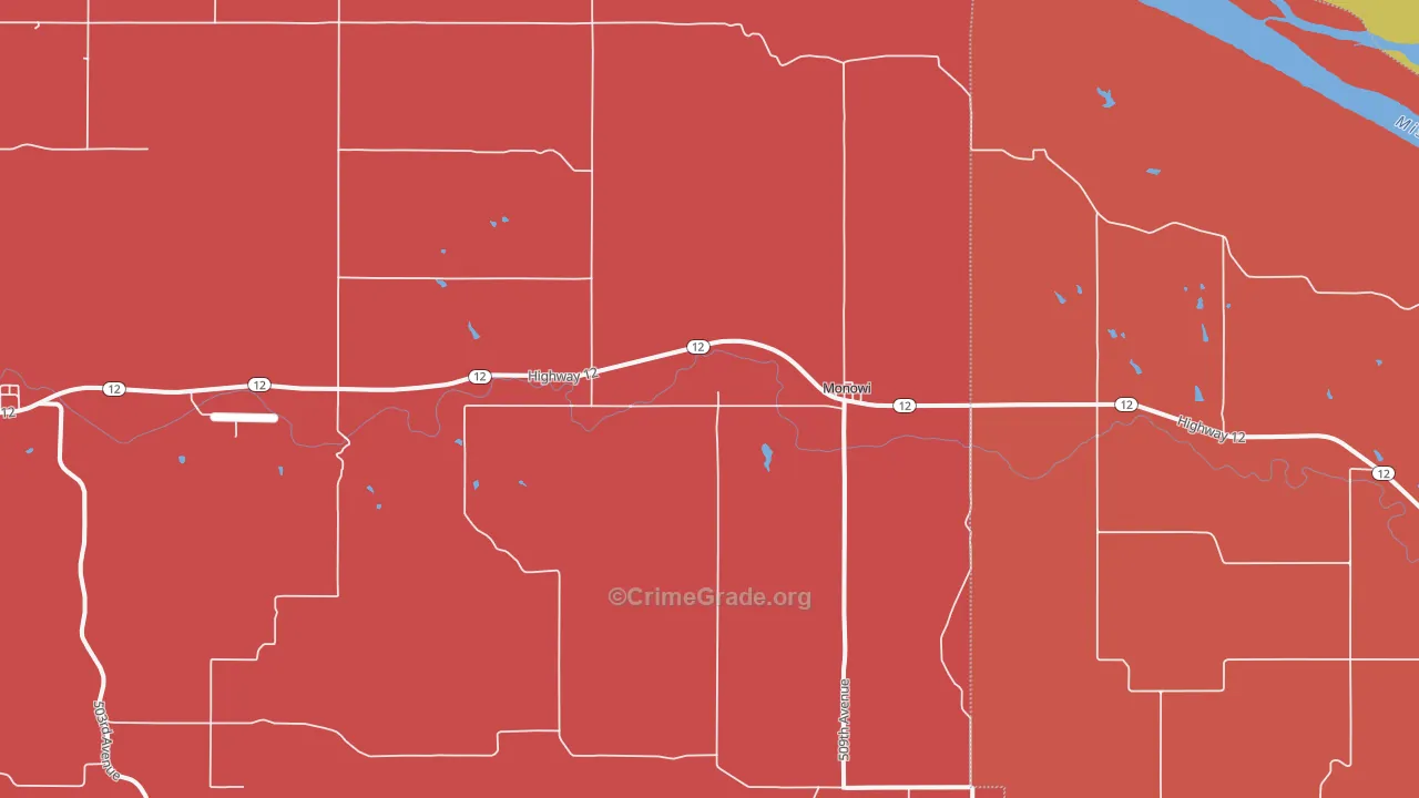 Monowi, NE Map of Robbery Rates