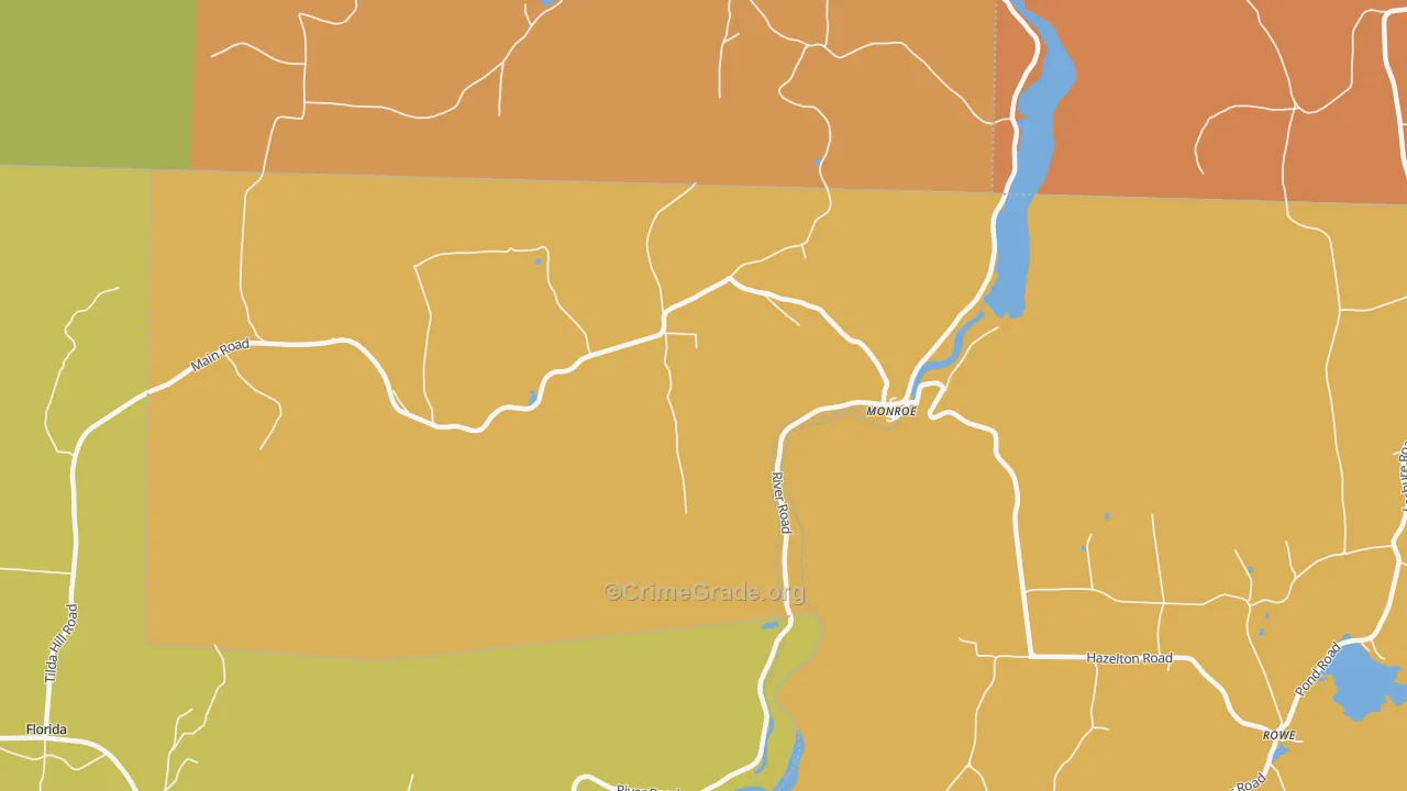 Monroe Bridge, MA Map of Robbery Rates