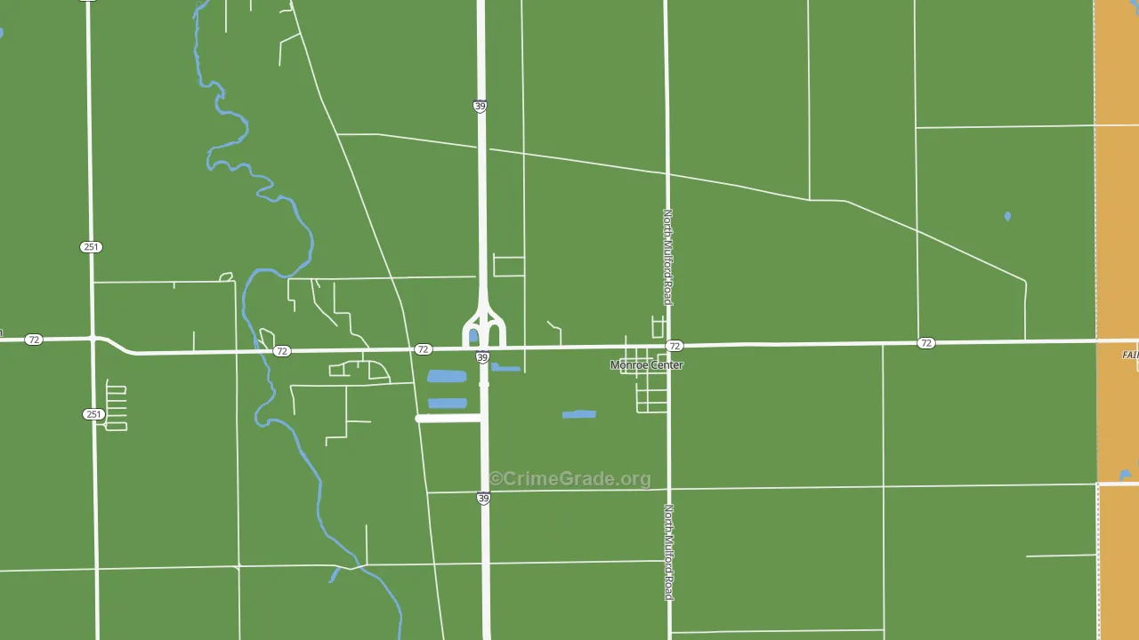 Monroe Center, IL Map of Robbery Rates