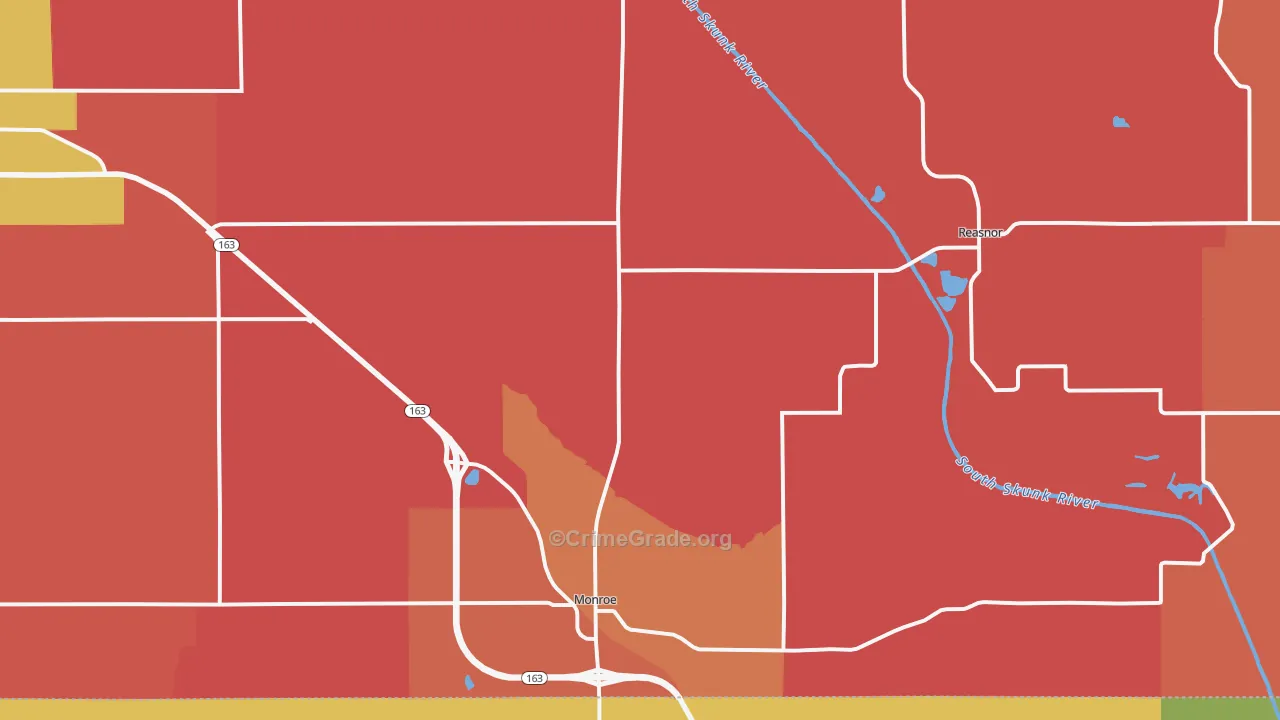 Monroe, IA Map of Robbery Rates