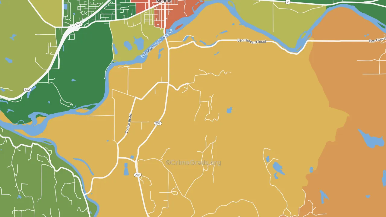 Monroe Junction, WA Map of Robbery Rates