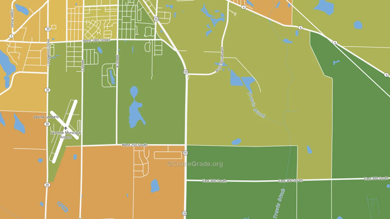 Monroe Manor, IN Map of Robbery Rates