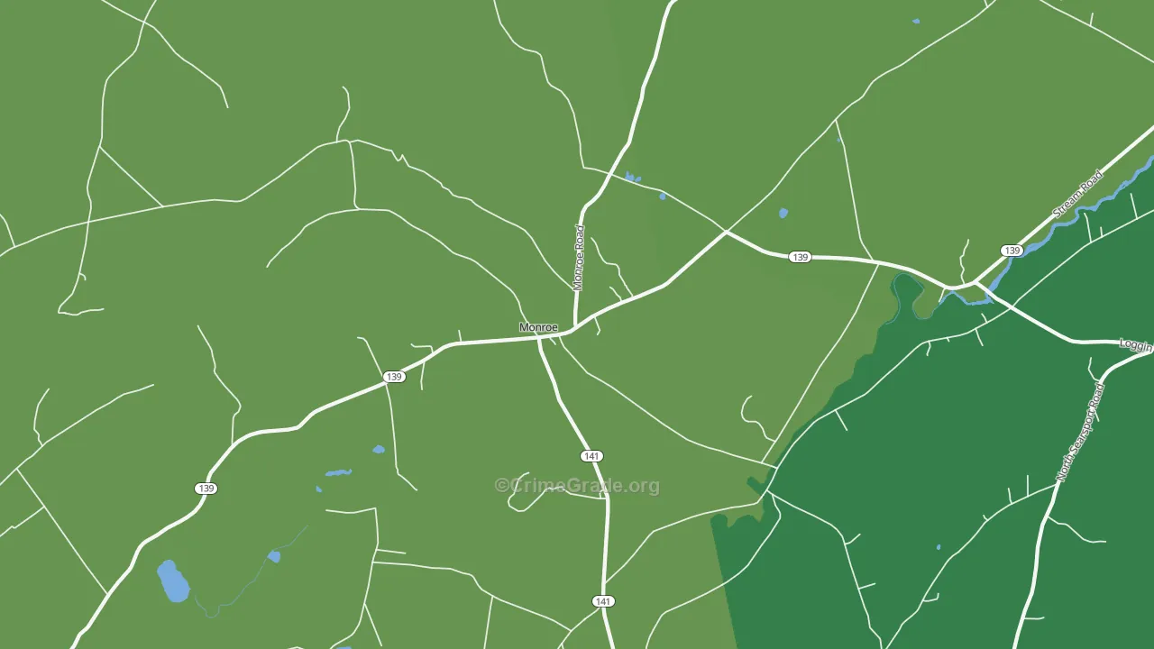 Monroe, ME Map of Robbery Rates