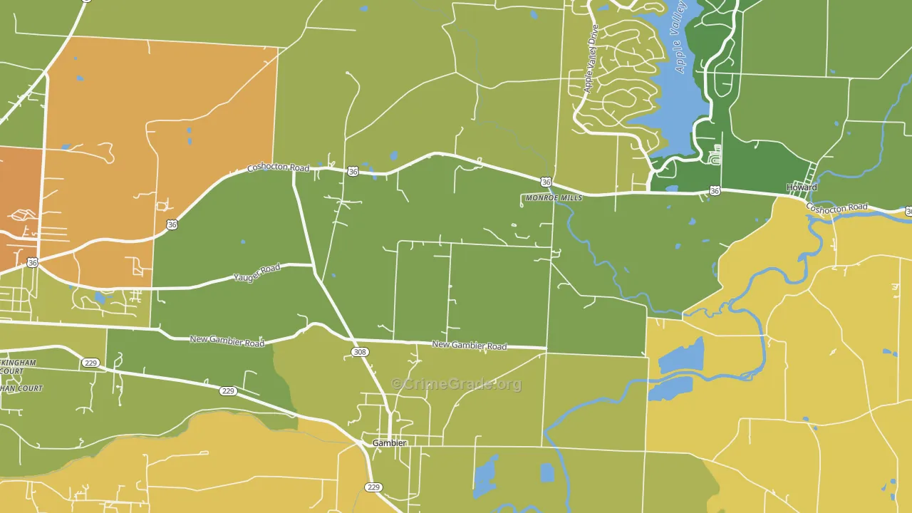 Monroe Mills, OH Map of Robbery Rates
