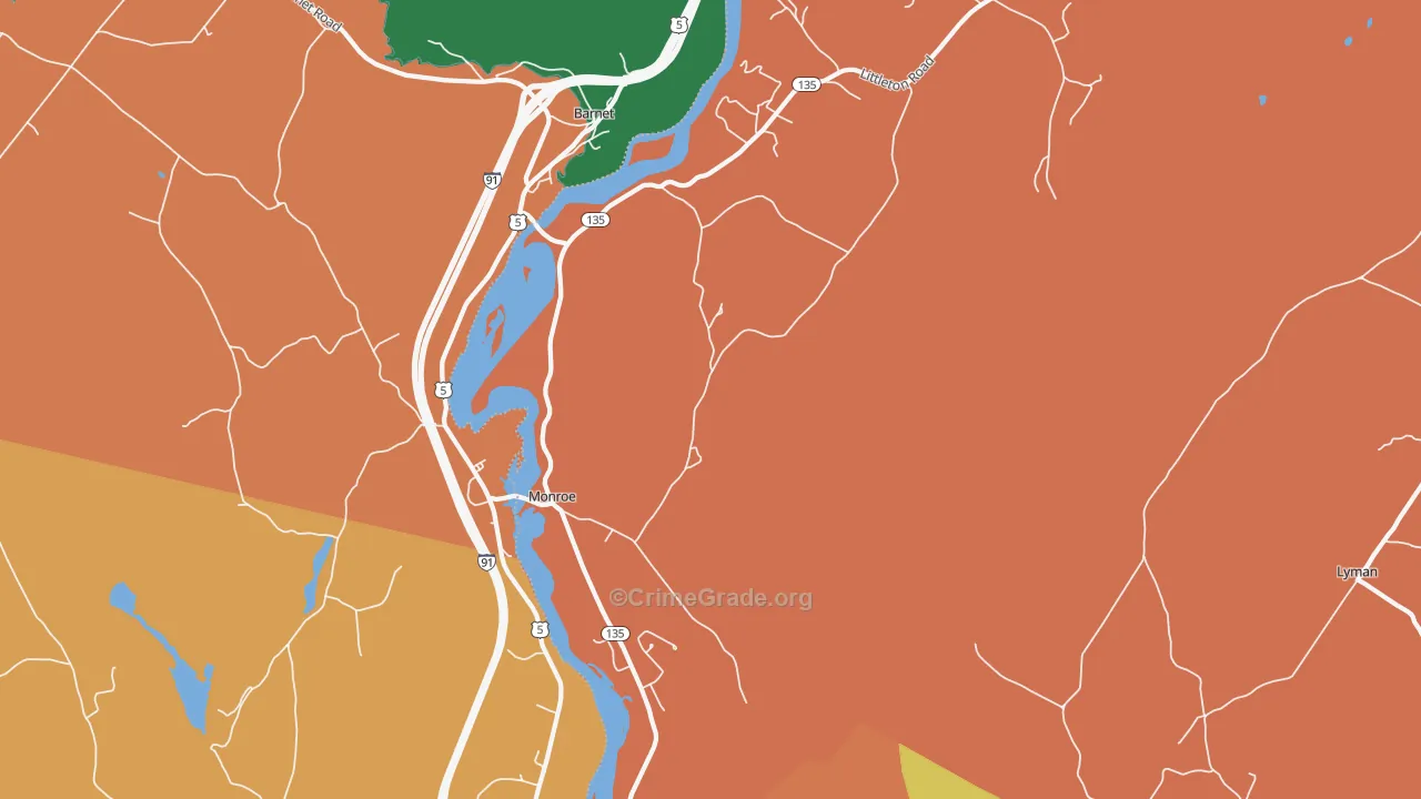 Monroe, NH Map of Robbery Rates