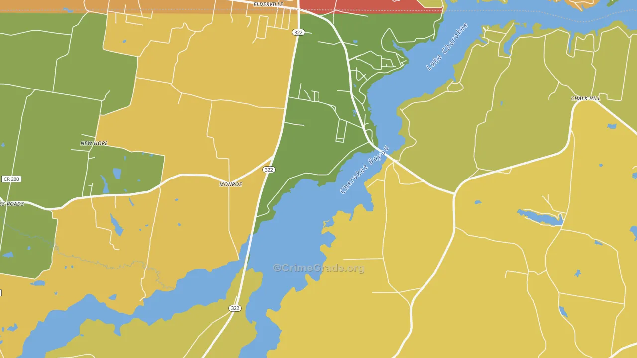 Monroe, TX Map of Robbery Rates