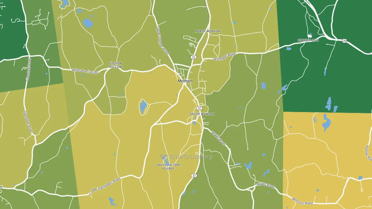 Monson, MA Map of Robbery Rates