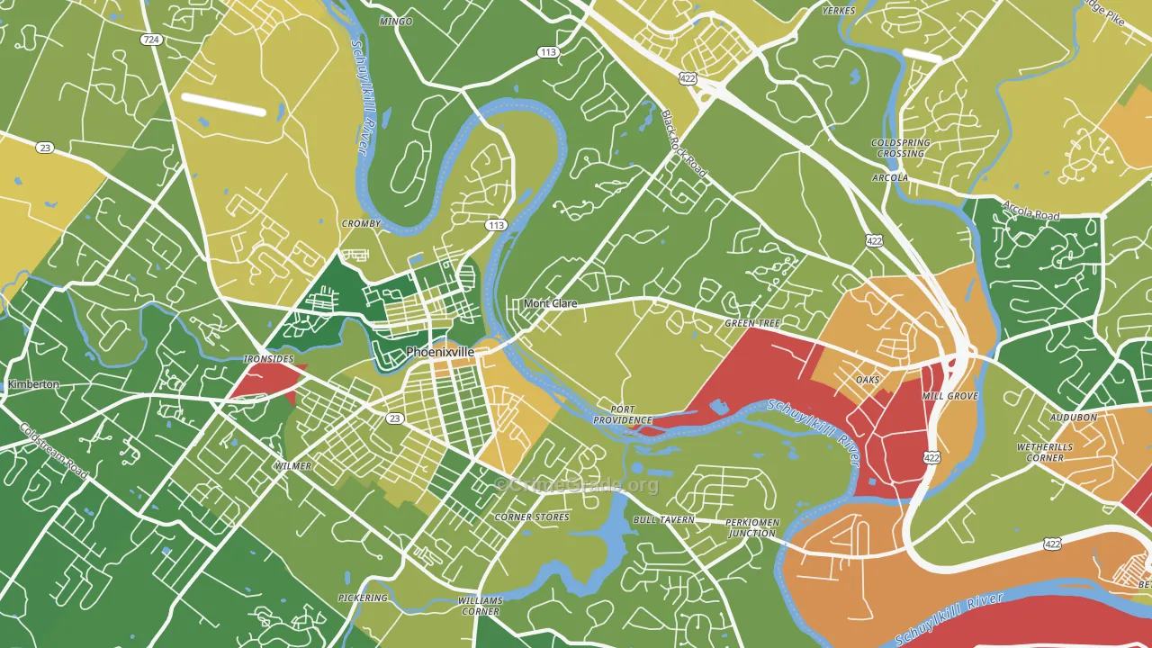 Mont Clare, PA Map of Robbery Rates