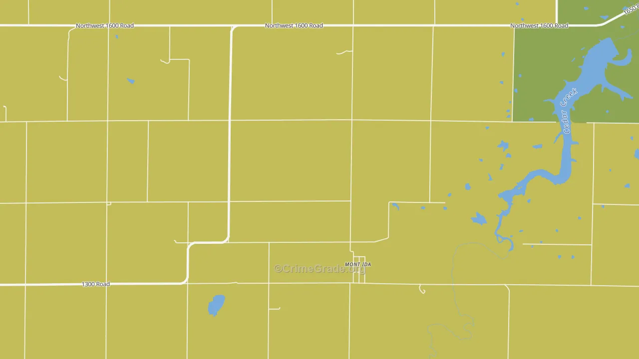 Mont Ida, KS Map of Robbery Rates