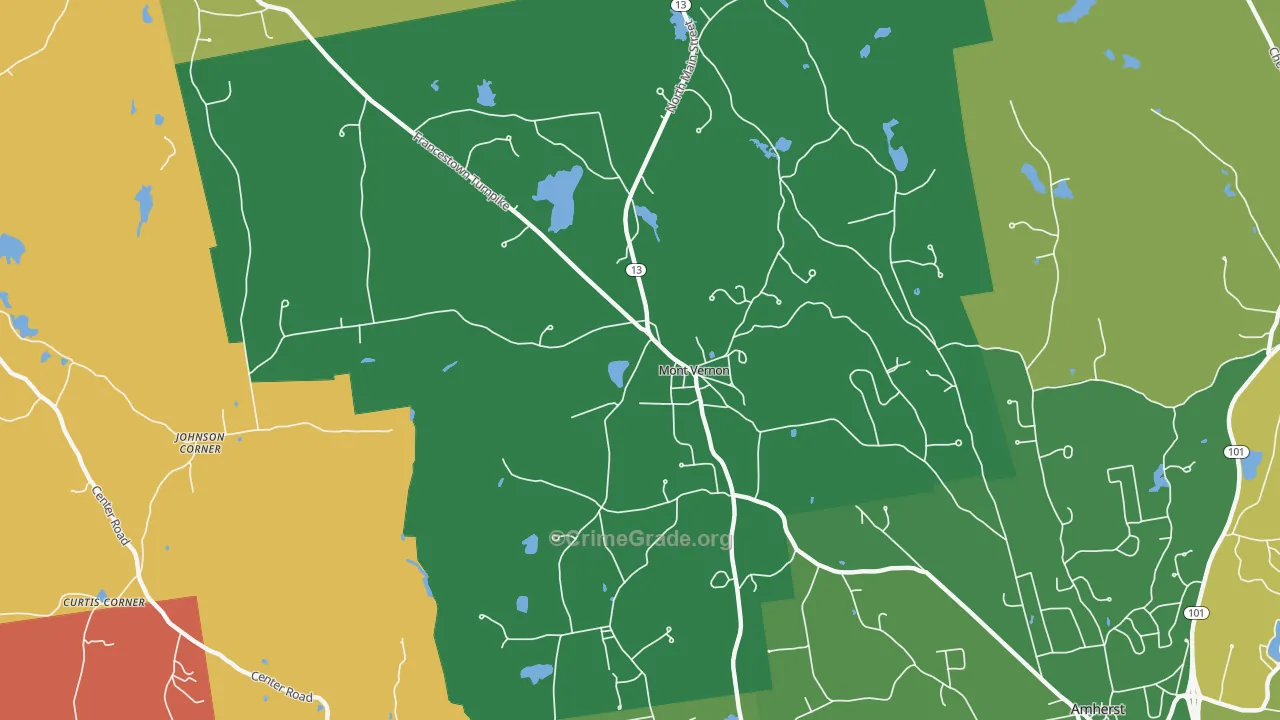 Mont Vernon, NH Map of Robbery Rates