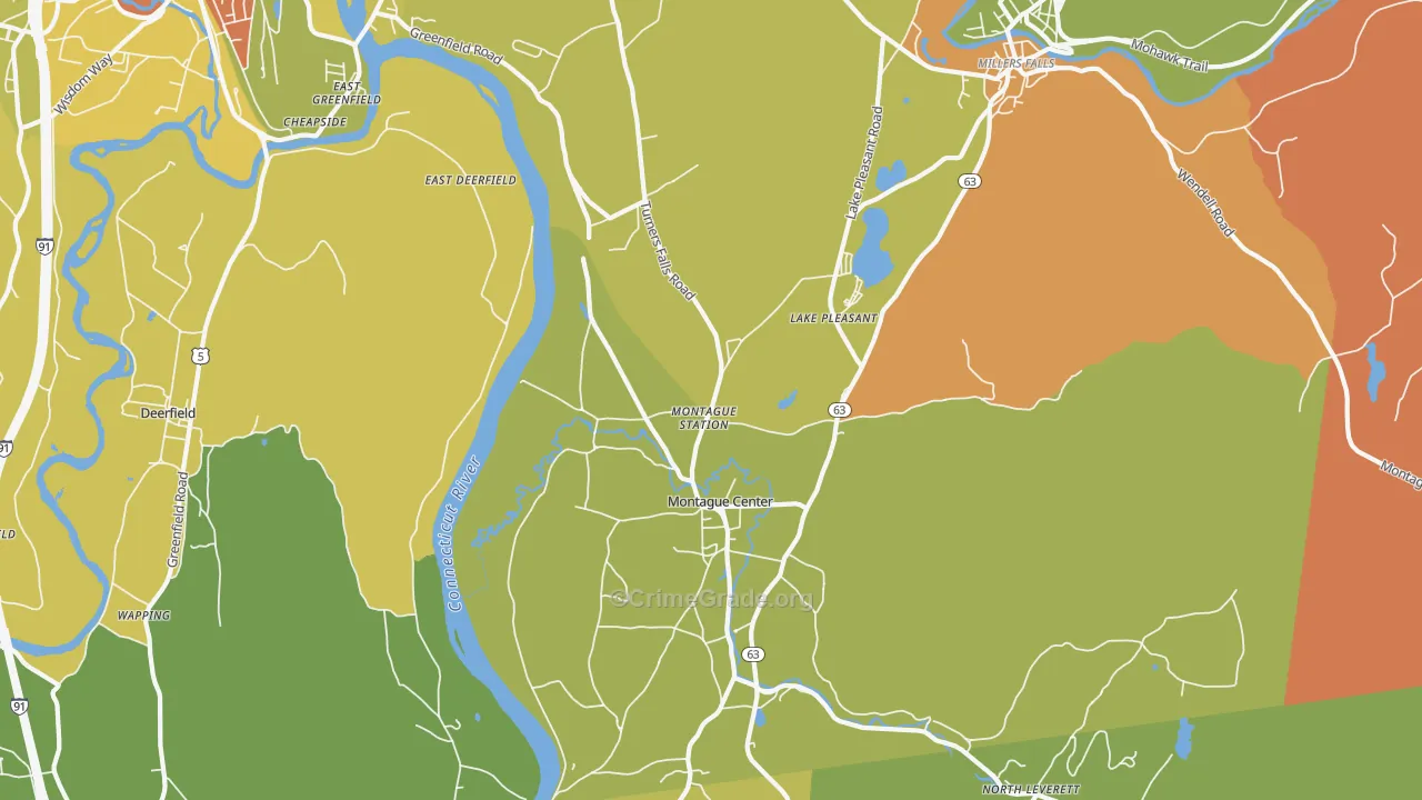 Montague, MA Map of Robbery Rates