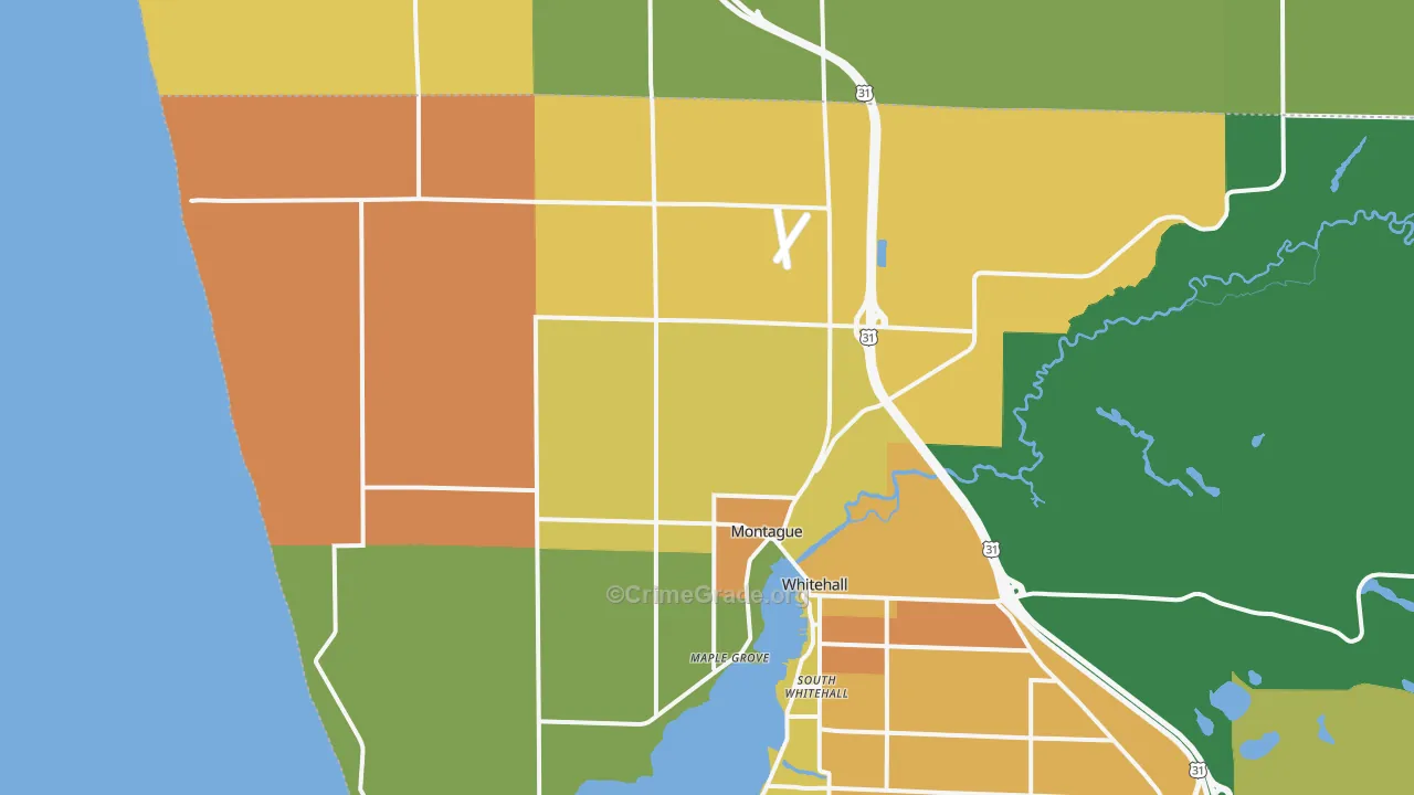 Montague, MI Map of Robbery Rates