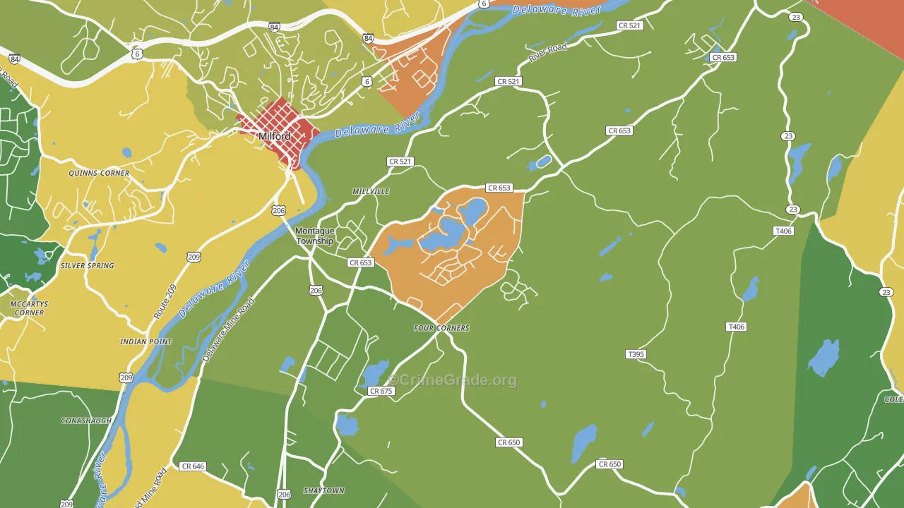 Montague, NJ Map of Robbery Rates