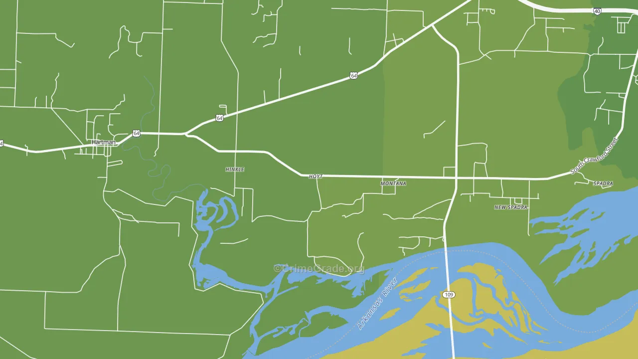 Montana, AR Map of Robbery Rates