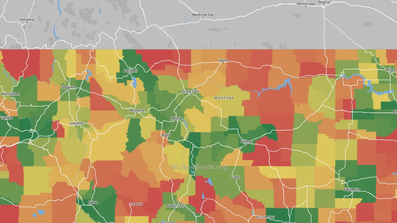 Montana Map of Robbery Rates