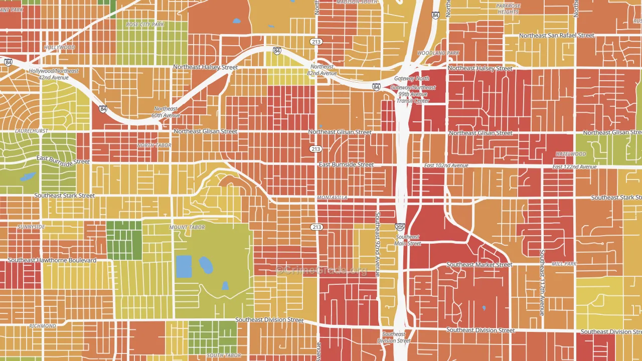 Montavilla, Portland, OR Map of Robbery Rates