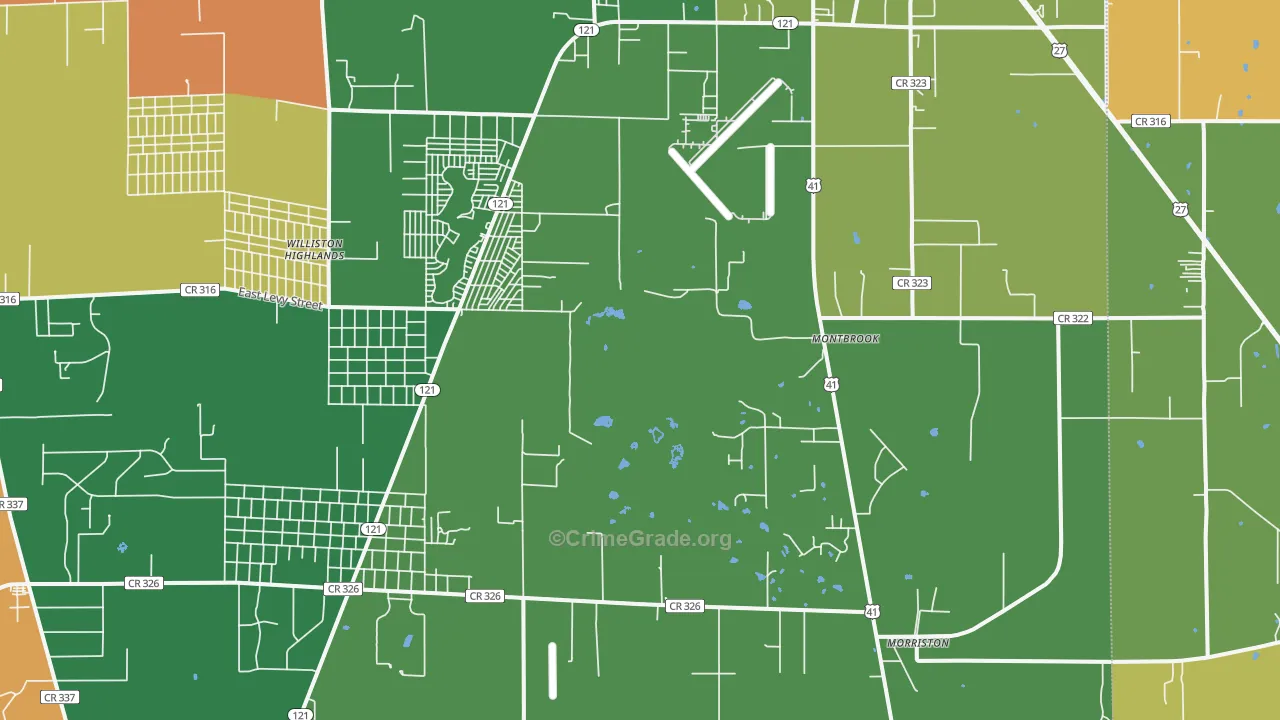 Montbrook, FL Map of Robbery Rates