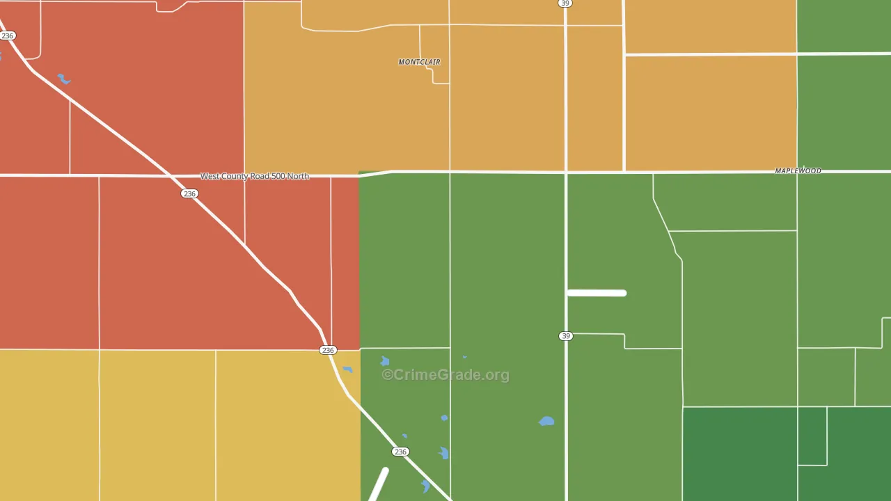 Montclair, IN Map of Robbery Rates