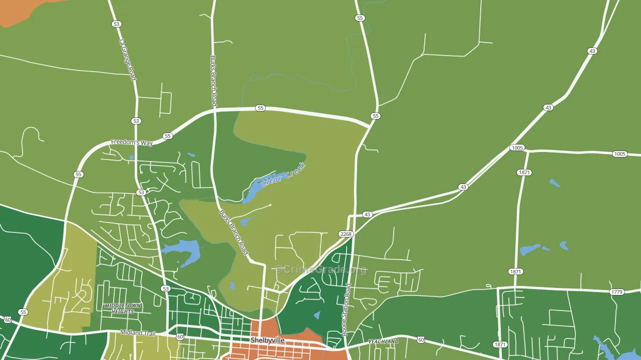 Montclair, KY Map of Robbery Rates
