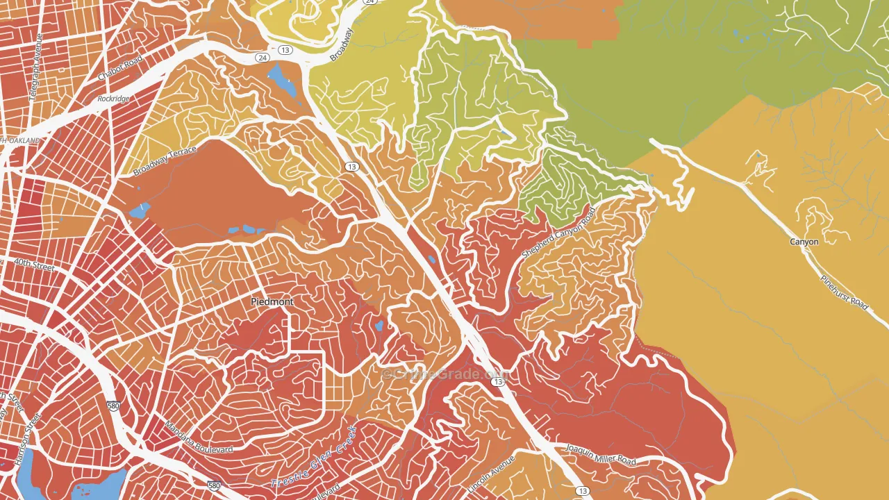 Montclair, Oakland, CA Map of Robbery Rates