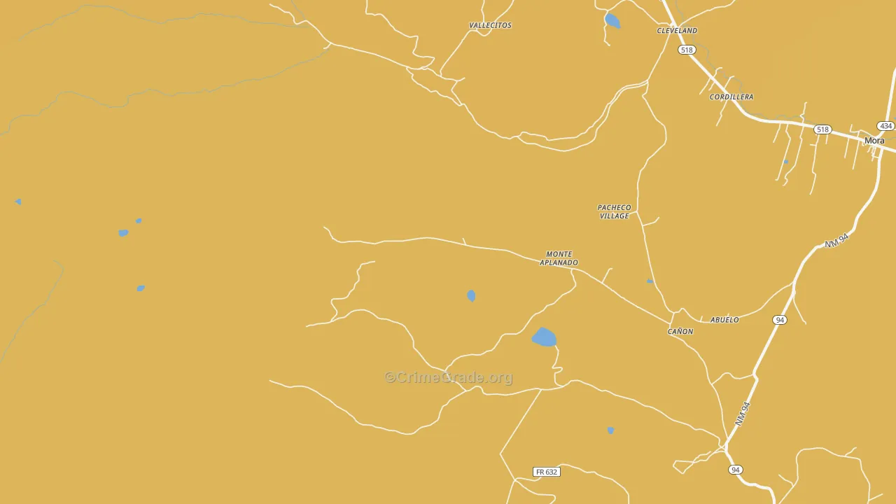 Monte Aplanado, NM Map of Robbery Rates