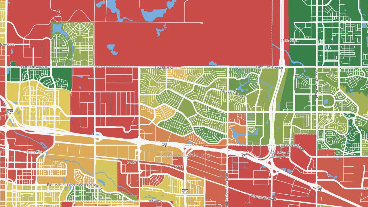 Montebello, Denver, CO Map of Robbery Rates