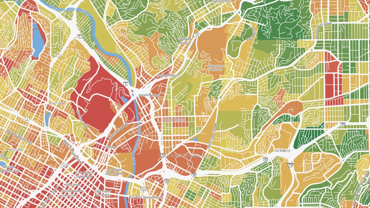 Montecito Heights, Los Angeles, CA Map of Robbery Rates