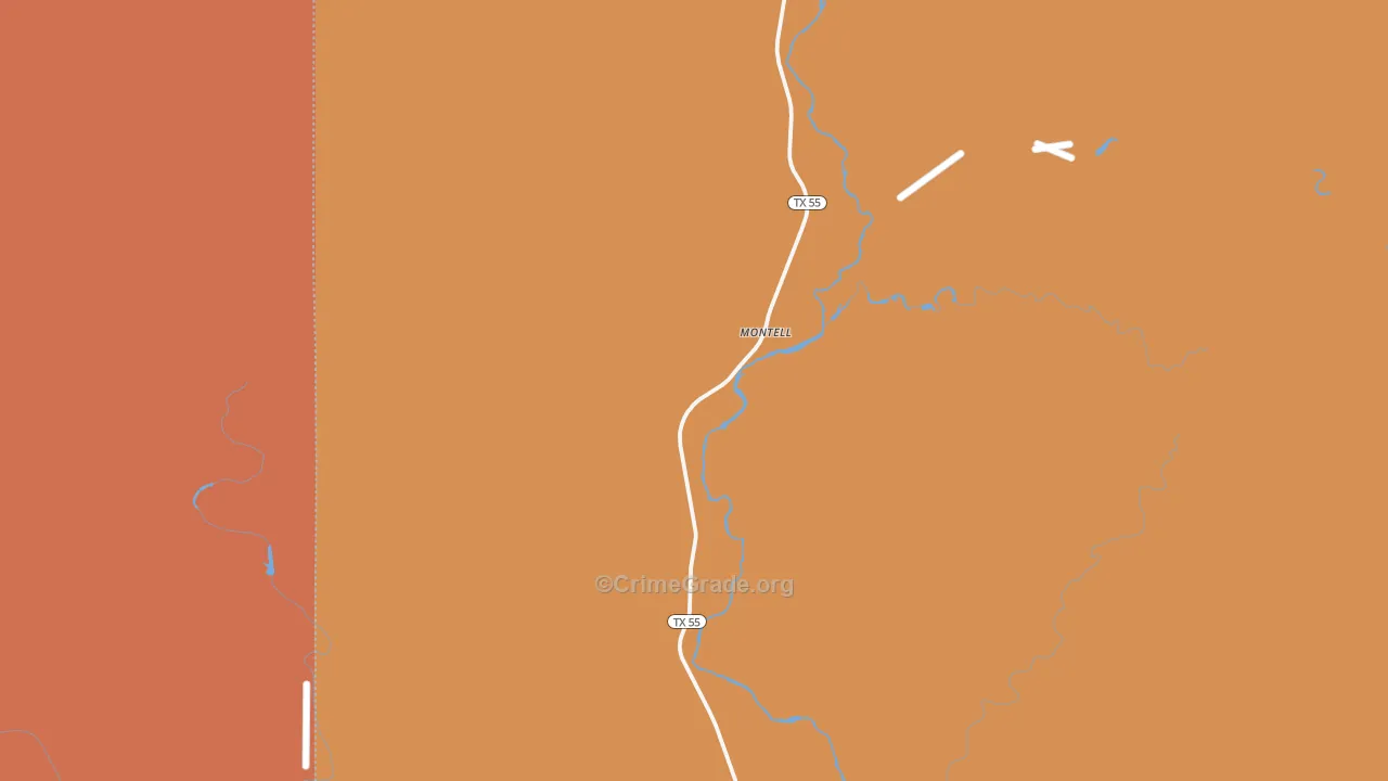 Montell, TX Map of Robbery Rates