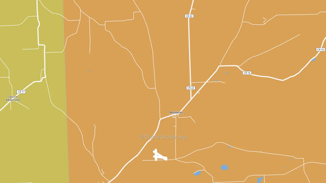 Monterey, NY Map of Robbery Rates