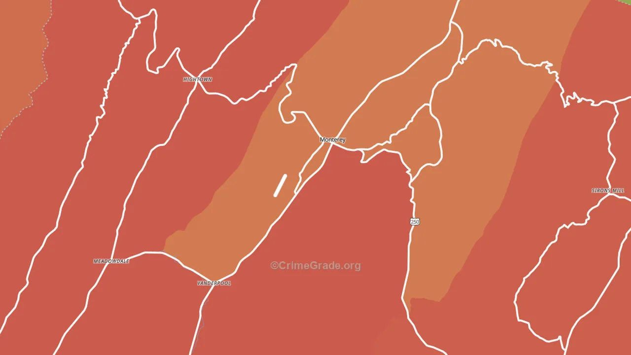 Monterey, VA Map of Robbery Rates