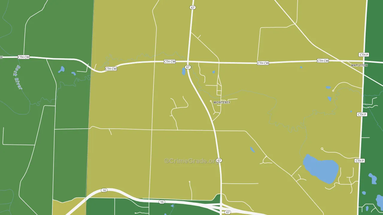 Monterey, WI Map of Robbery Rates