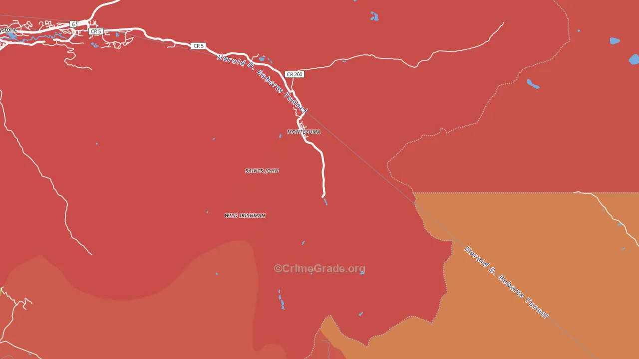 Montezuma, CO Map of Robbery Rates